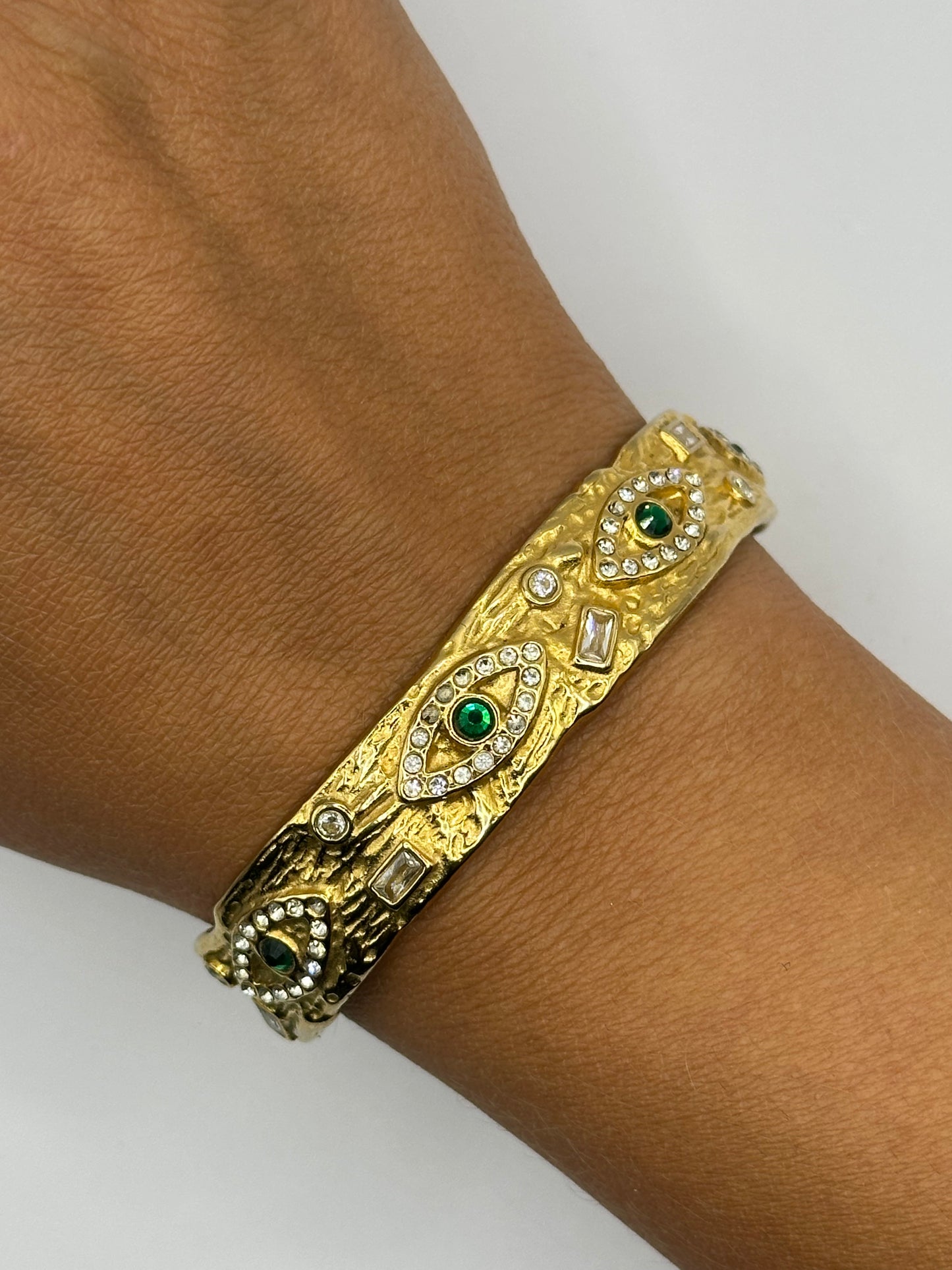 Gold Evil Eye Green Bracelet