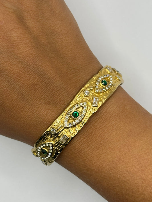 Gold Evil Eye Green Bracelet