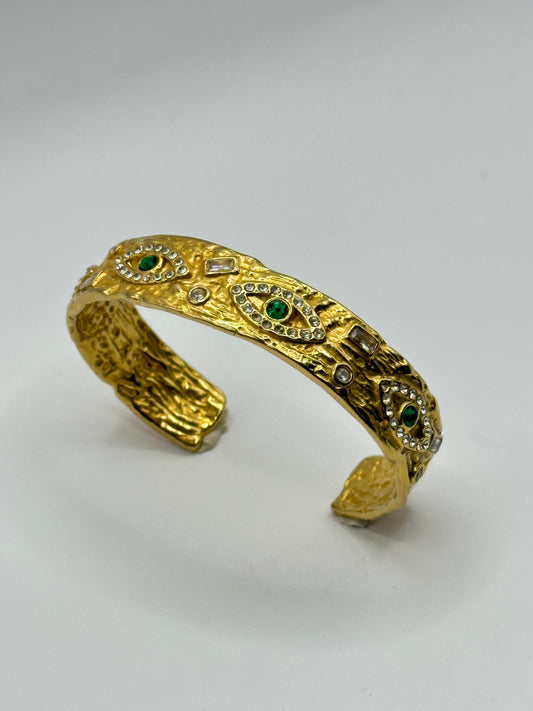 Gold Evil Eye Green Bracelet